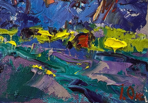 Original Oil Painting Fall Nature Landscape Autumn Blue Forest – Paintings & Drawings, Canvas (photo 5 of 8)