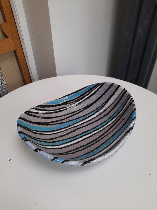 Plat italien en céramique lignée 1950s