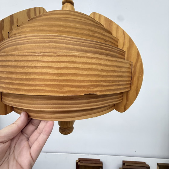 Image 1 of Vintage swedish Hans Agne Jackobsson lamella hanging lamp , 1970s