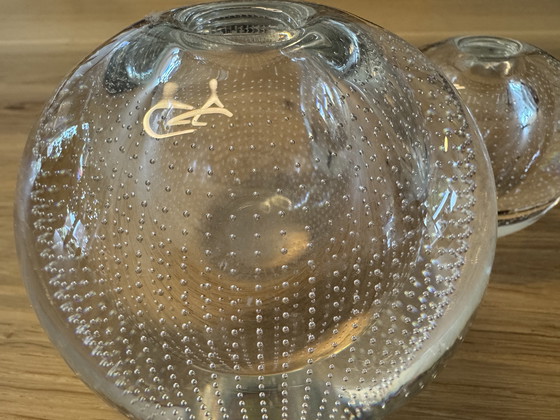 Image 1 of Lot de 2 vases boules à clous Copier Leerdam de tailles différentes