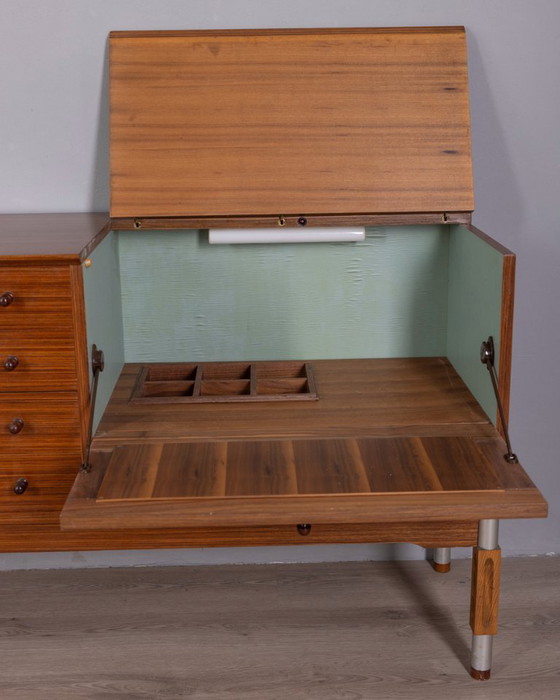 Image 1 of VINTAGE 1960s WOODEN SIDEBOARD WITH BAR COMPARTMENT, ITALIAN DESIGN