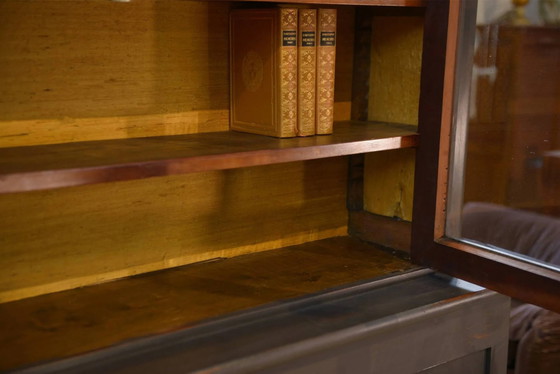 Grand buffet à deux corps noirs du 19ème siècle. – Vitrines, Bois, Vintage (photo 5 of 13)