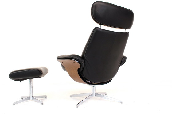 Image 1 of Casi como nuevo! Hjellegjerde / Fjörds Sillón Escandinavo Funcional / Sillón Relax con Cuero, Cromo y Roble