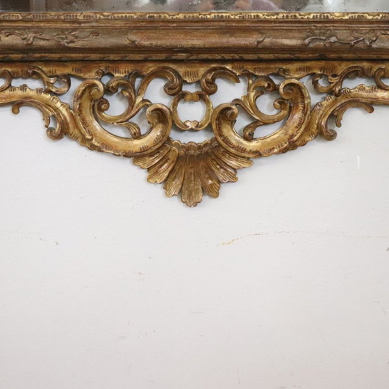 Antieke vergulde wandspiegel, Italië 19e eeuw, Hout, Glas, Gold, Barok (foto 7 van 14)