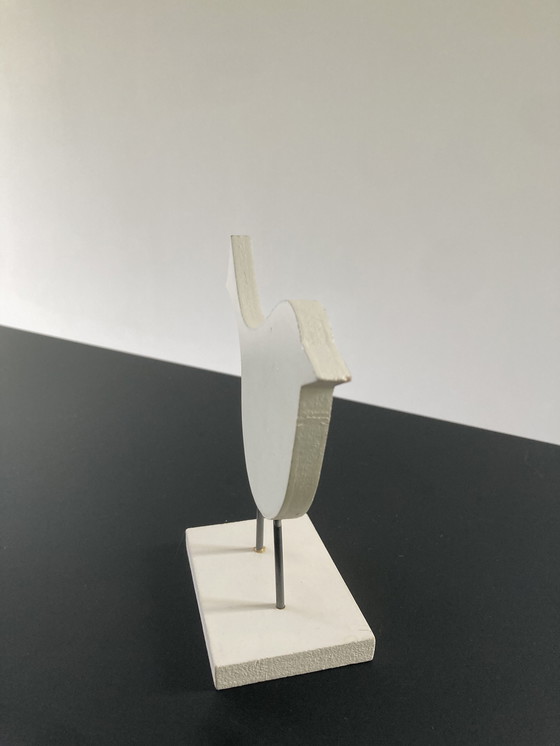 Image 1 of Wooden figurine bird with modern pattern, 13 cm high