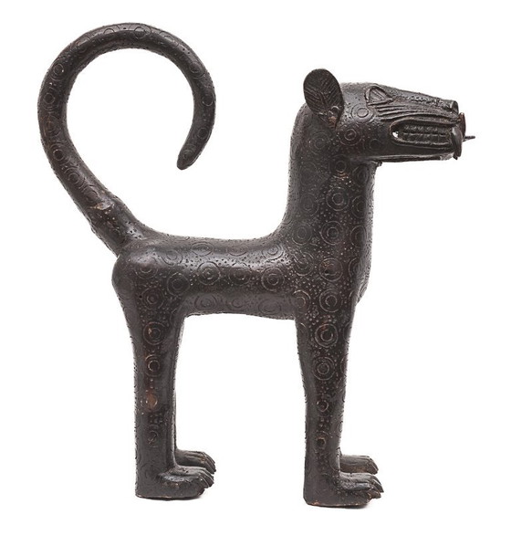 Coppia di leopardi reali del Benin – Oggetti decorativi, Bronze (photo 3 of 12)