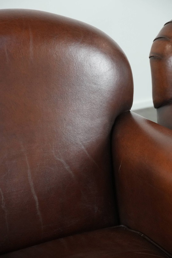 Image 1 of 2 x Beautifully shaped sheepskin Art Deco design armchairs