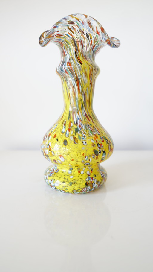 Vase en verre de Murano Millefiori vintage – Soufflé à la bouche – Italie