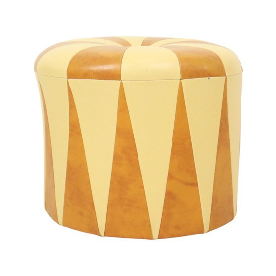Image 1 of Pouf vintage marrone beige Skai