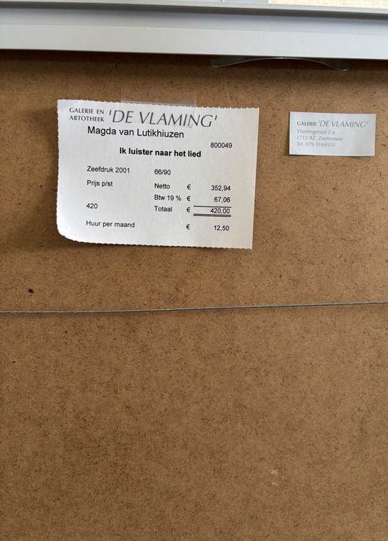 Image 1 of Sérigraphie « J'écoute la chanson » de Magda Luttikhuizen