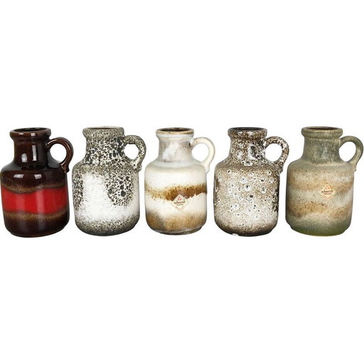 Ensemble de 5 vases en céramique vintage pour Scheurich, Allemagne 1970