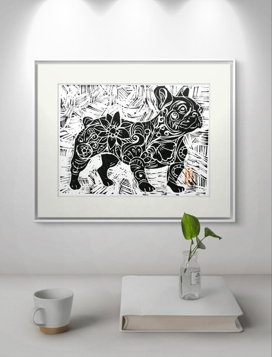 Image 1 of Pet Linocut | Stampa di animali domestici intagliata a mano