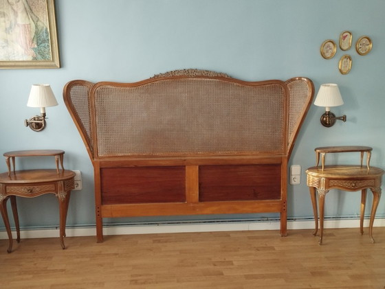 Image 1 of Testiera del letto in rattan naturale, fine anni '50