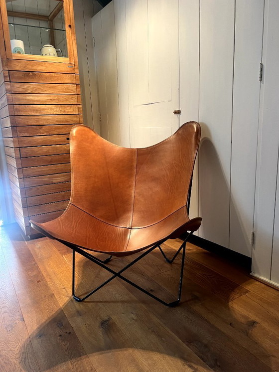 Image 1 of Butterfly Leather Vlinderstoel | Cognac