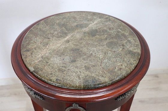 Image 1 of Guéridon aus Holz im Empire-Stil mit Bronze- und Marmorplatte
