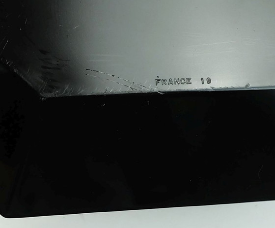 Image 1 of 80s arcoroc octime zwart gebaksbord met cloche of kaasstolp zwart glas en helder glas