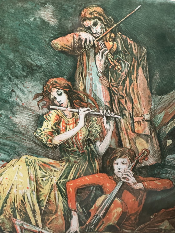 Werner Petzold, “Concierto” (1987) — Litografía – Litografías y grabados, Paper (photo 2 of 5)