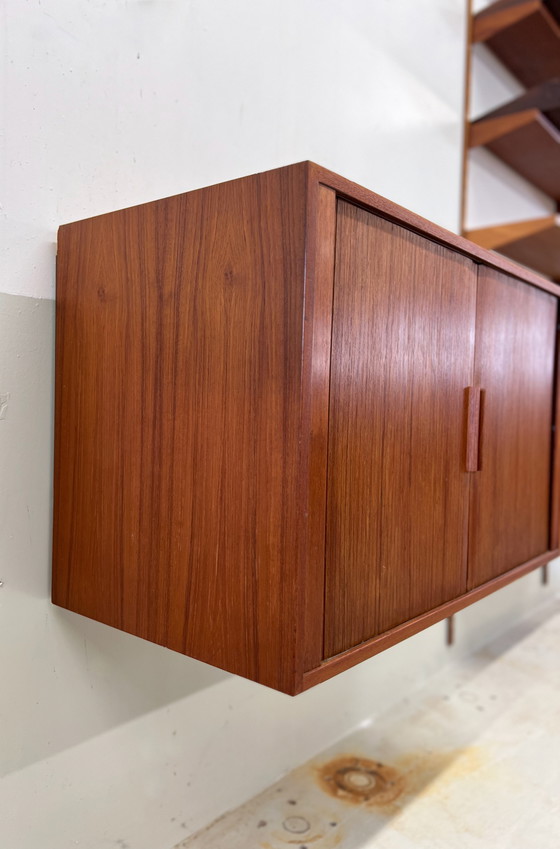 Image 1 of Teak Tambour Door Cabinet By Kai Kristiansen For Feldballes