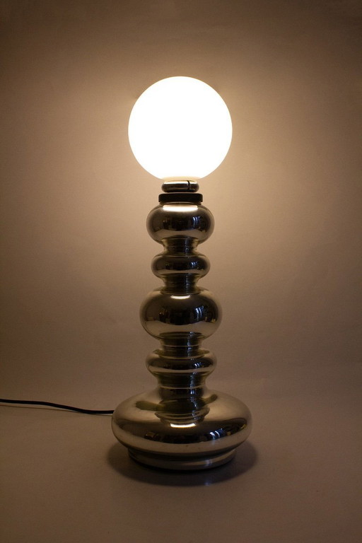 Lampe de table vintage années 70 en verre chromé, style Space Age