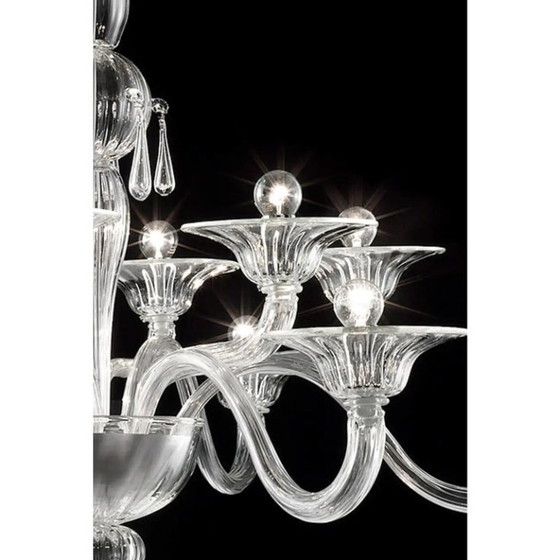 Image 1 of Luxuriöser, transparenter Kronleuchter aus venezianischem Muranoglas