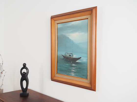 Image 1 of Tableau "La pêche de nuit", design scandinave, années 1970