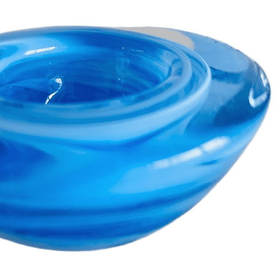 Image 1 of Portacandela vintage Kosta Boda Atoll, cristallo blu acqua Anna Ehrner, anni '90