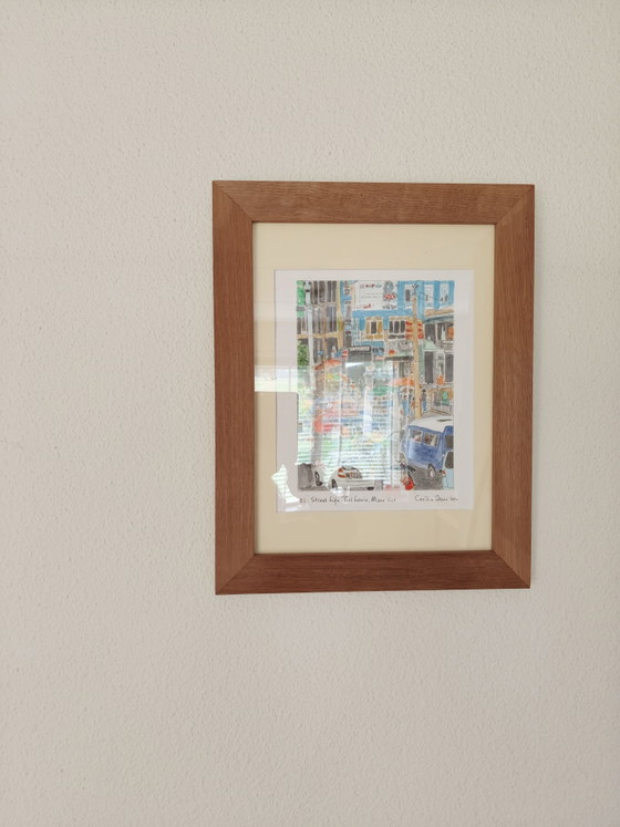Acquerello "Street life Port Louis Mauritius", Dipinti e disegni, Carta, Multicolore (foto 5 di 8)