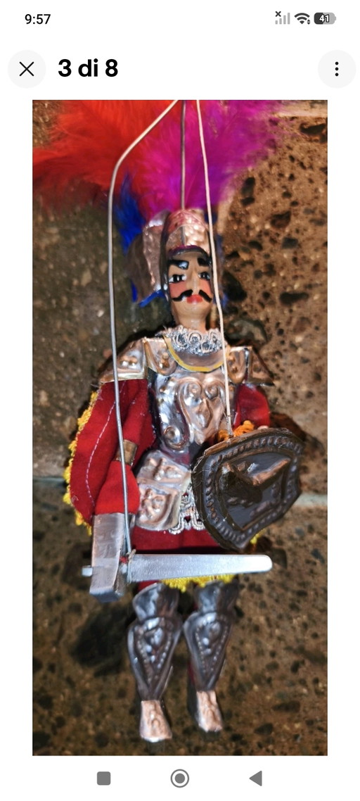 Orlando Pupo Marioneta Siciliana Vintage 28cm – decoratieve objecten, Metal, Textile (photo 2 of 8)