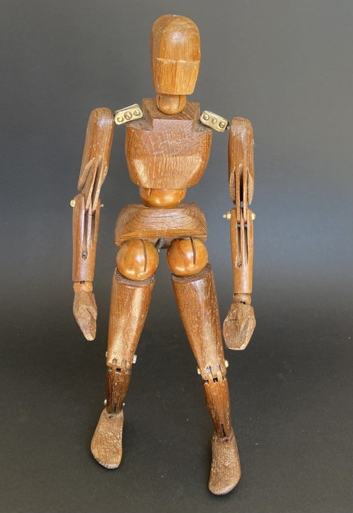 Sculptural Vintage Wooden Lay Figure with Aged Patina