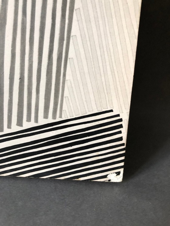 Image 1 of Set of 2 vintage wooden panels with print patterns 1960s / 1970s