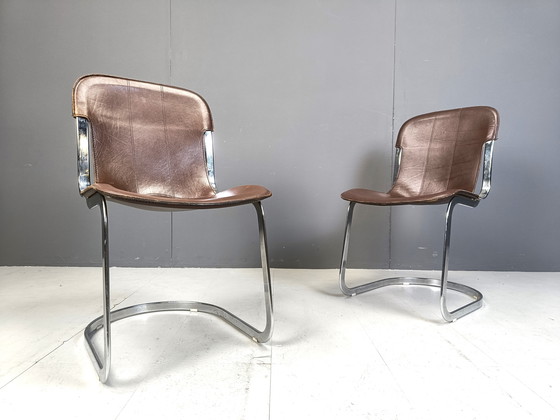 Image 1 of Chaises de salle à manger vintage par Willy Rizzo pour Cidue, ensemble de 4, 1970S