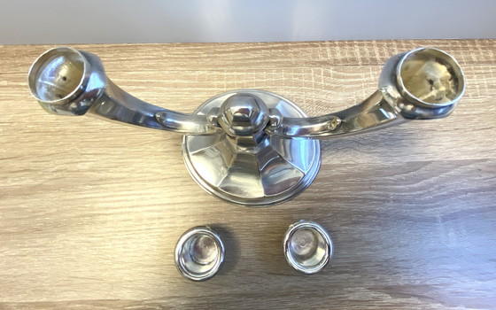 Image 1 of Alter Kerzenhalter Kerzenständer Deutschland 1930 Art Deco Wilhelm Wolff Silber beschichtet