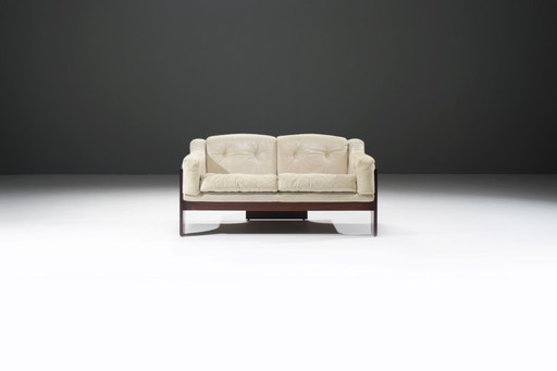 Schitterende vintage Oriolo-bank van leer, ontworpen door Claudio Salocchi voor Sormani in de jaren 60.