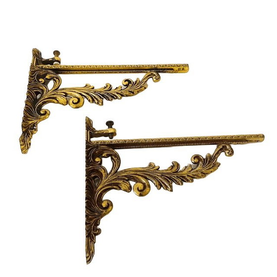 Vintage Mid-Century Messing Italiaanse Plankdragers Barok Hollywood Regency VCR 1960's – Wandrek, Brass (photo 8 of 8)
