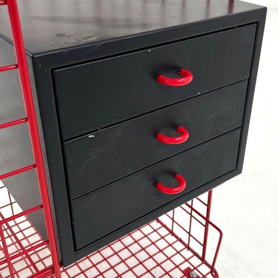 Image 1 of Cassettiera in filo metallico su ruote, anni '80