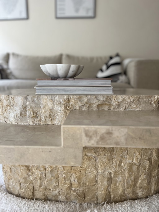Vintage Mactan stone salon table