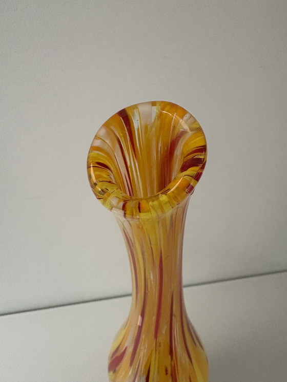 Image 1 of Fidrio Exclusive Collection bottle vase, in yellow, red, and white glass