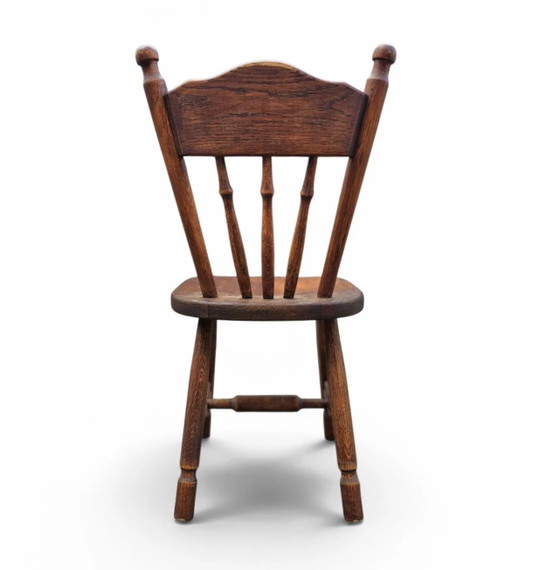 Set of 2 Oak Wood Victorian Child's Stick Back Chairs, 1960s – Dining chairs (photo 7 of 14)