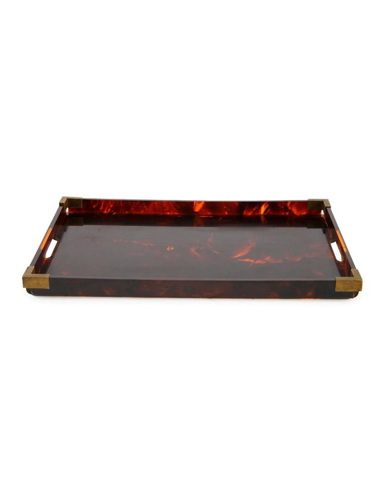 Faux Tortoiseshell and Brass Serving Tray, Italy, 1960s – dior, Table accessories, Plexiglass (photo 3 of 7)