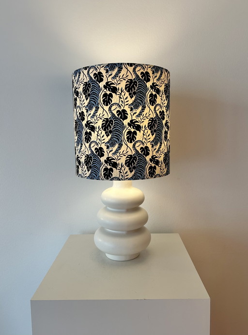 Wireless balcony lamp - upcycled unique piece with tiger shade