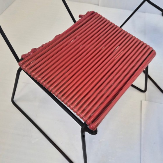 Image 1 of SET OF 3 VINTAGE 1950S METAL & PLASTIC SCOUBIDOU CHAIRS 50S ROCKABILLY