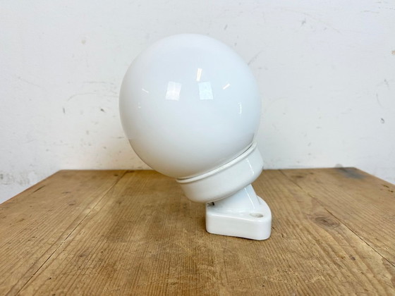 Image 1 of Vintage White Porcelain Wall Light with Milk Glass, 1960s
