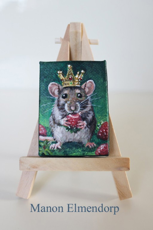 Hand-painted Painting Mouse "Royal Lunch"