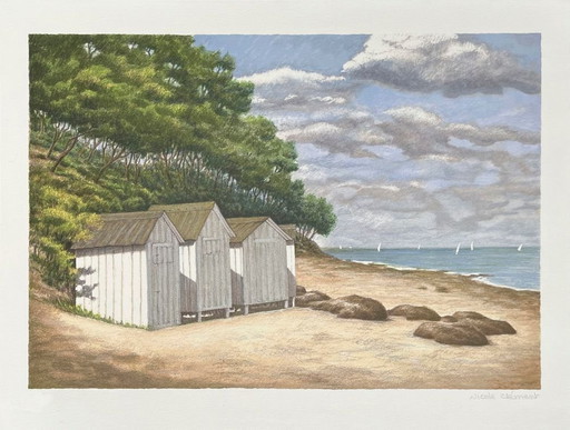 Nicole CLEMENT Plage de Noirmoutier Gesigneerde litho 2007