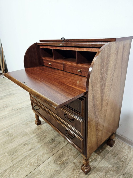 Bureau secrétaire à cylindre en noyer, années 1970 – Bureaux (photo 16 of 20)