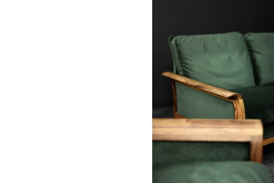 Image 1 of Canapé et Chaise Vintage en Palissandre et Velours Vert Bouteille par Knut Sæter pour Vatne Møbler, Norvège, 1960s, Set de 2