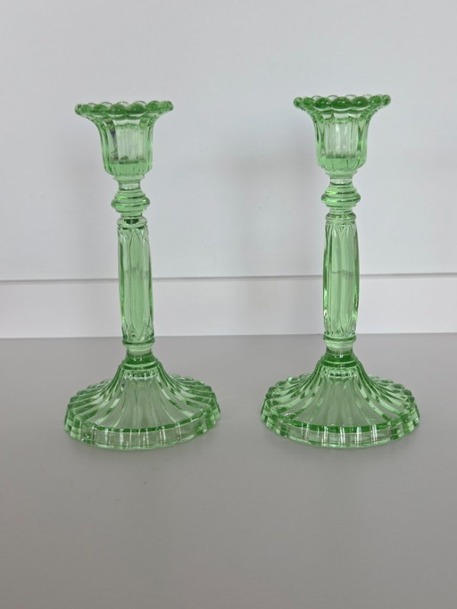 2 candelieri vintage verdi