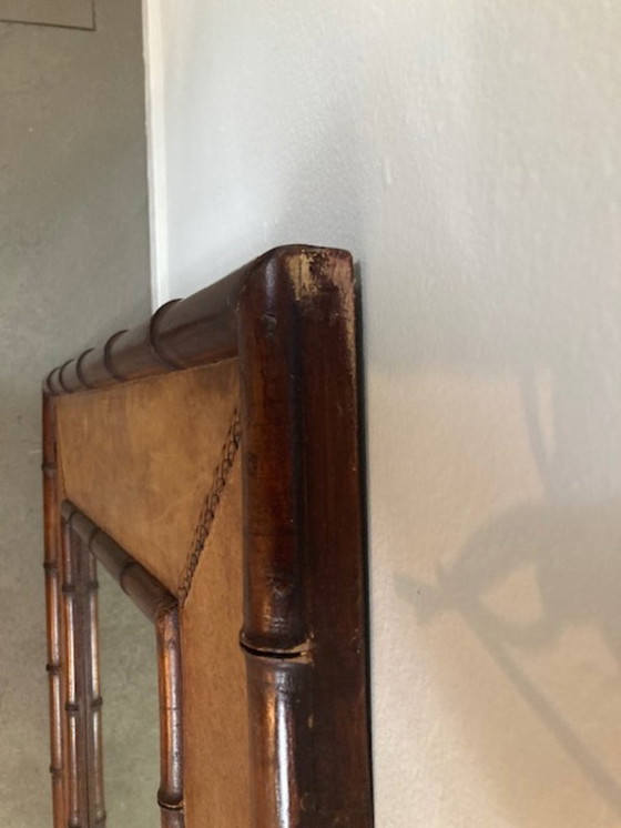 Image 1 of Grande specchio in finto bambù e pelle, stile Adnet