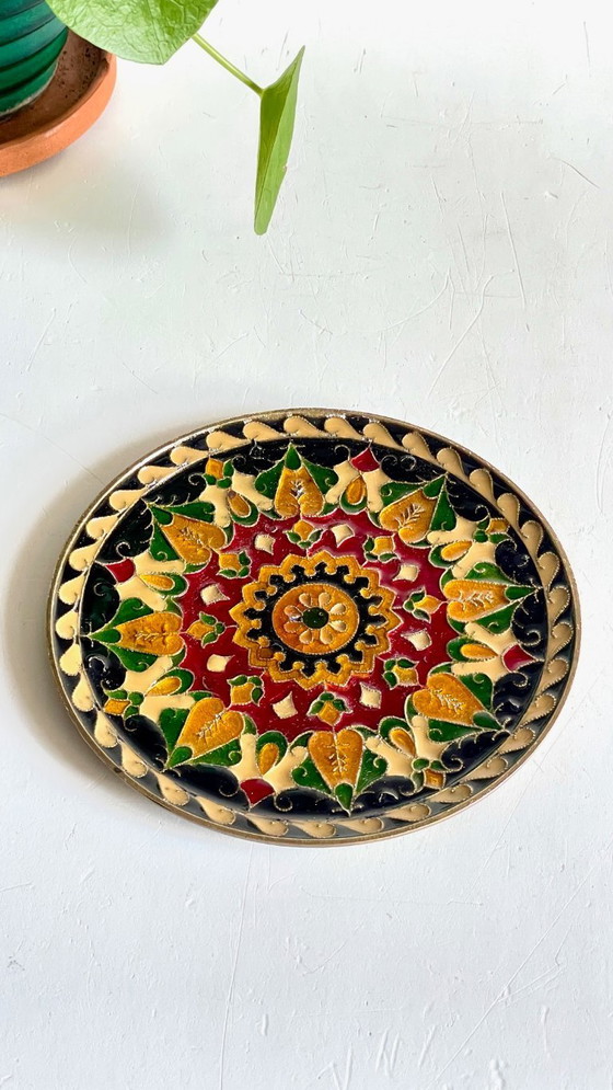 Image 1 of Vintage messing bord met vakjes