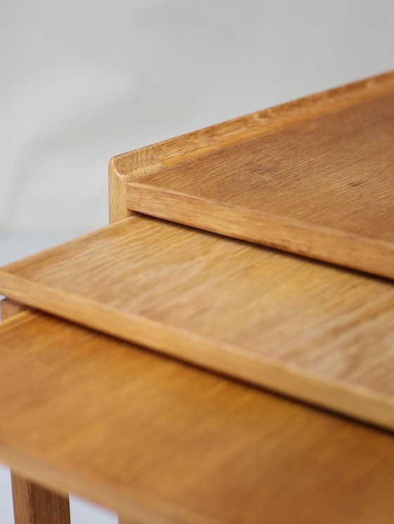 Image 1 of Nesting tables oak side tables Danish vintage